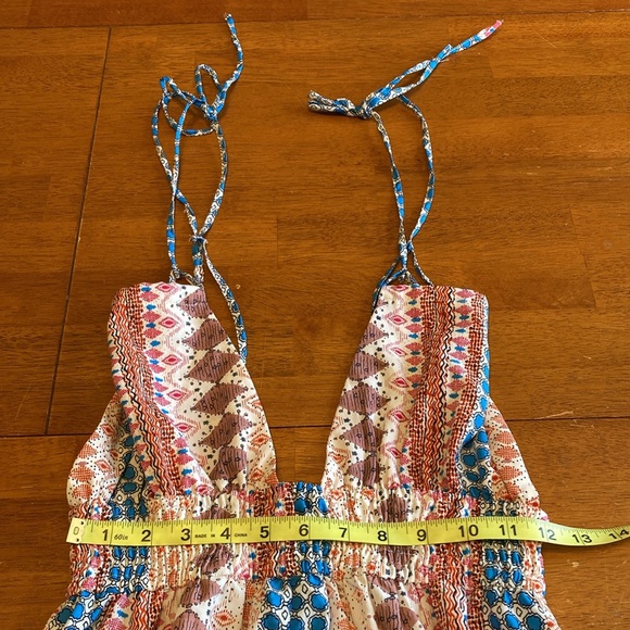 Lulu's Womens Size S Maxin' Relaxin' Blue Multi Print Sleeveless Tie-Strap Maxi - Picture 13 of 14